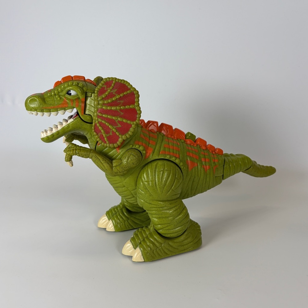 Imaginext Roaring Walking Toy Dilophosaurus‎ Dinosaur Mattel 2006 Green & Orange